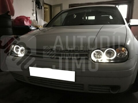 Přední světla, lampy Angel Eyes VW Golf IV 97-04 černá, s mlhovkami