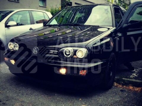Přední světla, lampy Angel Eyes VW Golf III 91-97 černá H1/H1+Boční blinkry, směrové světla VW Golf III, IV, Bora, Passat, Lupo, T5 - čiré/černé+Přední blinkry, směrová světla VW Golf 3, Vento - s mlhovkou - černé