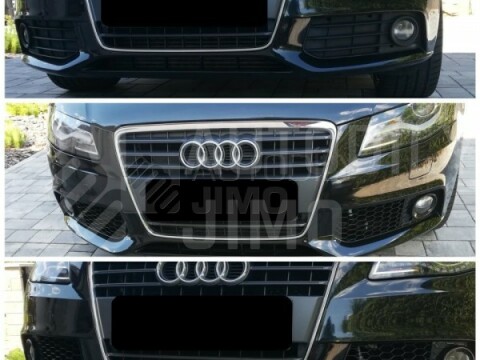 Mřížky do předního nárazníku Audi A4 B8 08-11, RS Style, s mlhovkama, černá