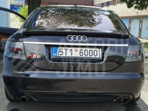 Zadní světla, lampy Audi A6 C6 04-08, LED, chromové 6 pin+Znak, logo, emblém, nápis Audi S6, 3D, nalepovací
