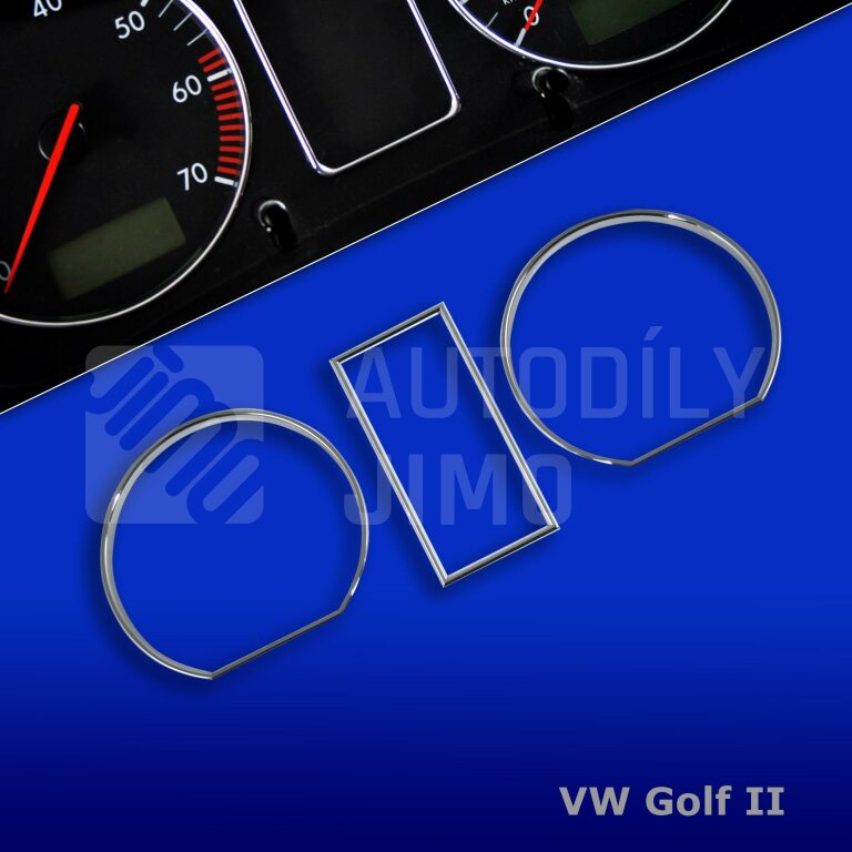 chromové rámečky budíků VW Golf II