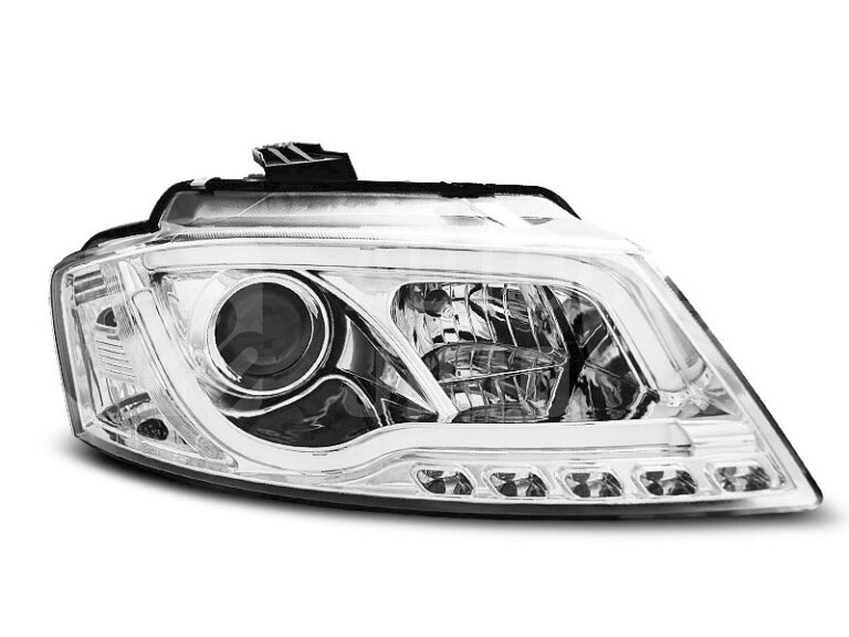 Přední světla Audi A3 8P 08-13 LED TUBE light, s denním svícením DRL chromová