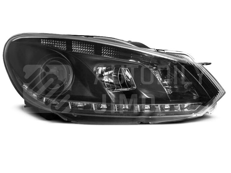 Přední světla, lampy s denním svícením, DRL VW Golf VI 08-13 černé H7/H1