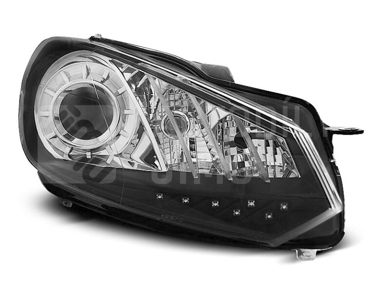 Přední světla, lampy s denním svícením, DRL VW Golf VI 08-13 černé H15