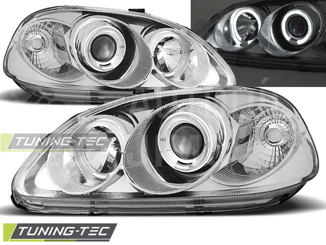 Přední světla, lampy Angel Eyes Honda Civic 95-99 chromové, 2dv, 3dv, 4dv