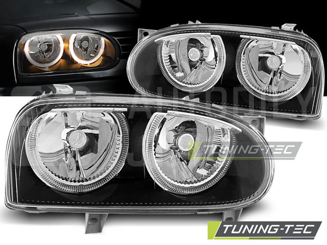 Přední světla, lampy Angel Eyes VW Golf III 91-97 černá H7