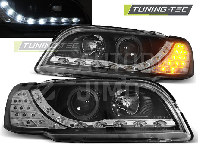 Přední světla, lampy Volvo S40, V40 96-00 Day light, černá, LED blinkr