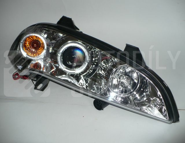 Přední světla, lampy Angel Eyes Opel Tigra 94-00 chromová H1