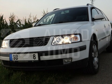 Přední světla, lampy Angel Eyes VW Passat B5 96-00 chromová H1 Přední světla, lampy Angel Eyes VW Passat B5 96-00 chromová H1