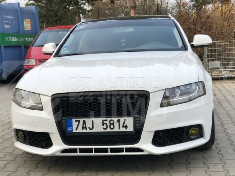 Mřížky do předního nárazníku Audi A4 B8 08-11, RS Style, s mlhovkama, černá+Přední maska Audi A4 B8 08-11 RS Style černá matná Mřížky do předního nárazníku Audi A4 B8 08-11, RS Style, s mlhovkama, černá+Přední maska Audi A4 B8 08-11 RS Style černá matná