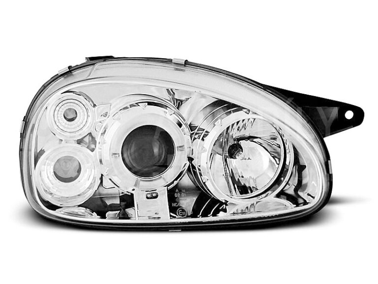 Přední světla, lampy Angel Eyes Opel Corsa B, Combo B 93-00 chromová H1
