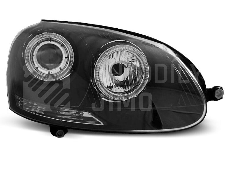 Přední světla, lampy Angel Eyes VW Golf V 03-08 černá H7