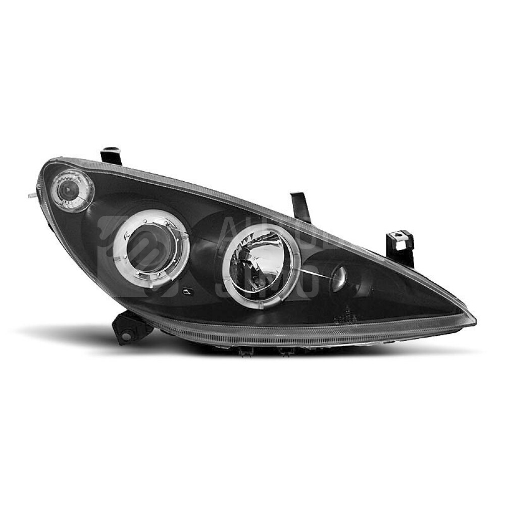 Přední světla, lampy Angel Eyes Peugeot 307 01-05 černé, s mlhovkami.jpg