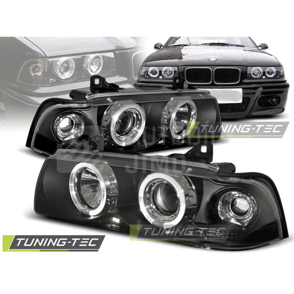 Přední světla, lampy BMW E36 Coupe/Cabrio - ANGEL EYES Černá H1.jpg