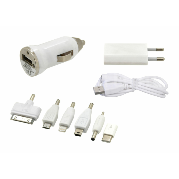 Compass Nabíječka telefonu 230/12V 2,1A (Iphone 4-8, miniUSB, microUSB, USB-C)