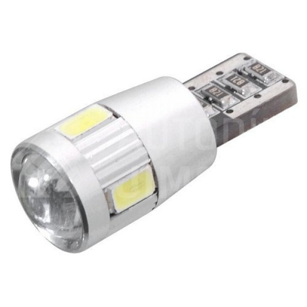 Compass Žárovka s čočkou 6 SMD LED 12V T10 s rezistorem CAN BUS ready bílá Compass Žárovka s čočkou 6 SMD LED 12V T10 s rezistorem CAN BUS ready bílá