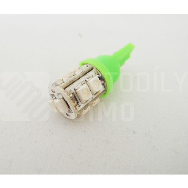 LED žárovka T10 W5W 12V 10led diod SMD 3528, zelená LED žárovka T10 W5W 12V 10led diod SMD 3528, zelená