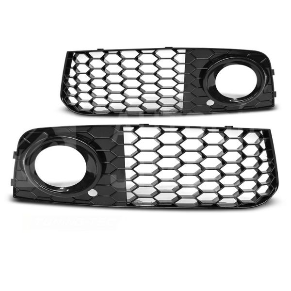 Mřížky do předního nárazníku Audi A4 B8 08-11, RS Style, s mlhovkama, černá Mřížky do předního nárazníku Audi A4 B8 08-11, RS Style, s mlhovkama, černá