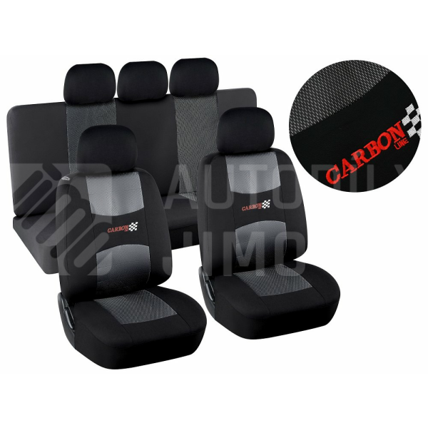 Potahy sedadel sada 9ks CARBON DARK černé AIRBAG