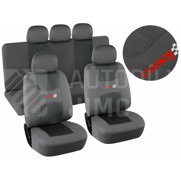 Potahy sedadel sada 9ks CARBON LIGHT šedé AIRBAG