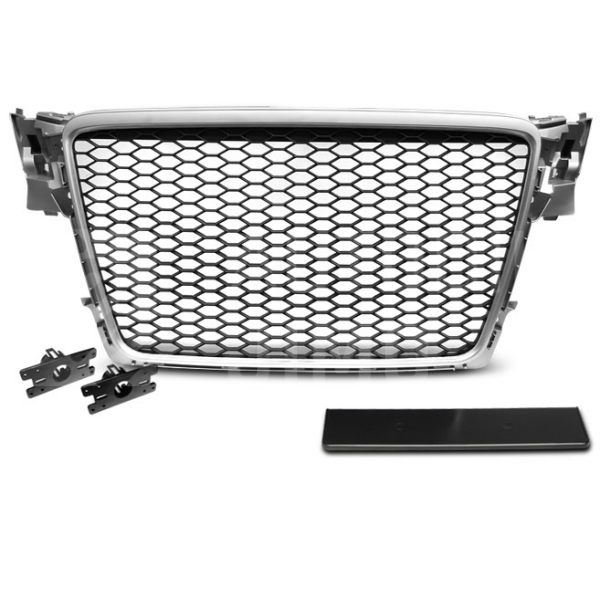 Přední maska Audi A4 B8 08-11 RS Style, stříbrná