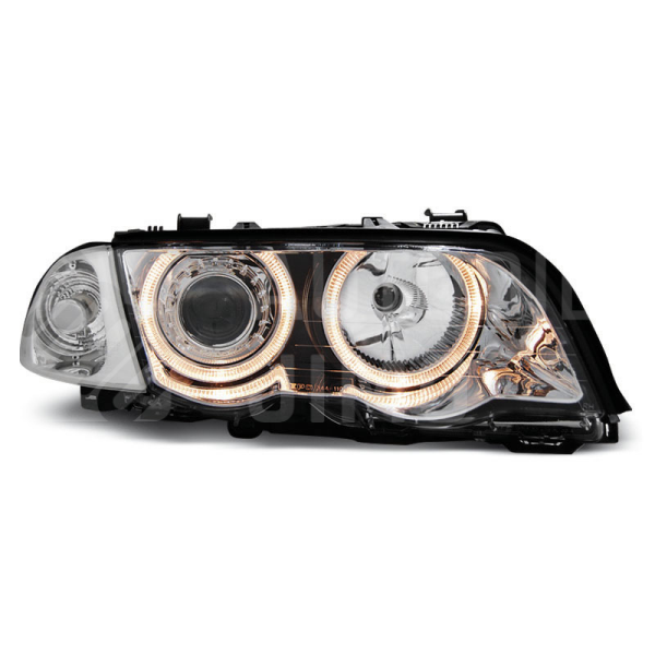 Přední světla Angel Eyes BMW E46 sedan/combi -01 chromová H7/H7 Přední světla Angel Eyes BMW E46 sedan/combi -01 chromová H7/H7