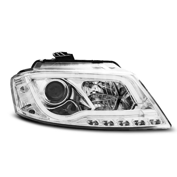 Přední světla Audi A3 8P 08-13 LED TUBE light, s denním svícením DRL chromová Přední světla Audi A3 8P 08-13 LED TUBE light, s denním svícením DRL chromová