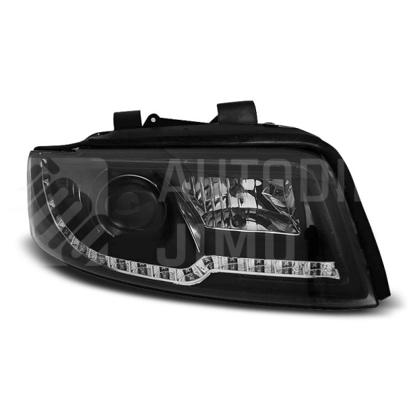 Přední světla AUDI A4 B6 - LED TUBE LIGHT, LED blinkr - černé Přední světla AUDI A4 B6 - LED TUBE LIGHT, LED blinkr - černé