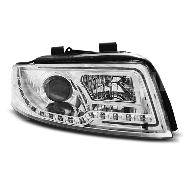 Přední světla AUDI A4 B6 - LED TUBE LIGHT, LED blinkr - chromové Přední světla AUDI A4 B6 - LED TUBE LIGHT, LED blinkr - chromové