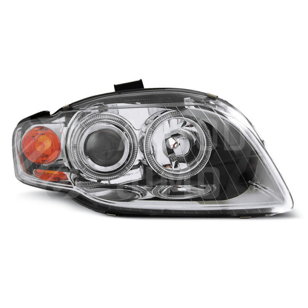 Přední světla AUDI A4 B7-ANGEL EYES Chromová Přední světla AUDI A4 B7-ANGEL EYES Chromová