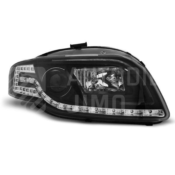 Přední světla Audi A4 B7 Day light, LED blinkr, Černá H7/H1 Přední světla Audi A4 B7 Day light, LED blinkr, Černá H7/H1