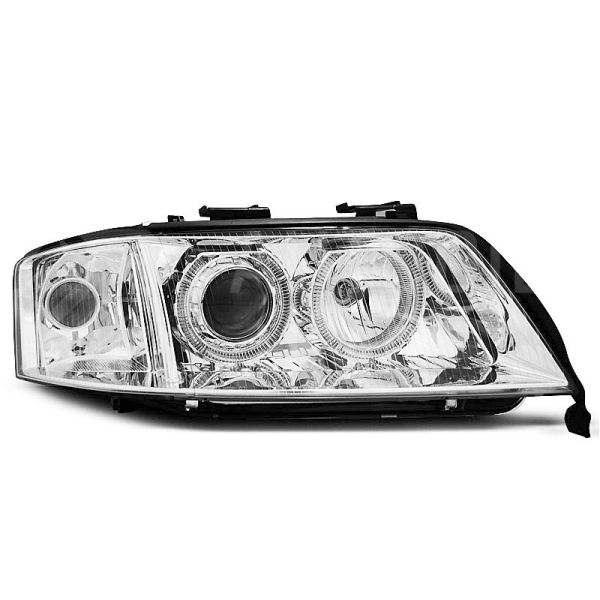 Přední světla AUDI A6 01-04 ANGEL EYES Chromová Přední světla AUDI A6 01-04 ANGEL EYES Chromová