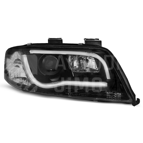 Přední světla Audi A6 97-01 LED TUBE light, s denním svícením DRL Černá Přední světla Audi A6 97-01 LED TUBE light, s denním svícením DRL Černá