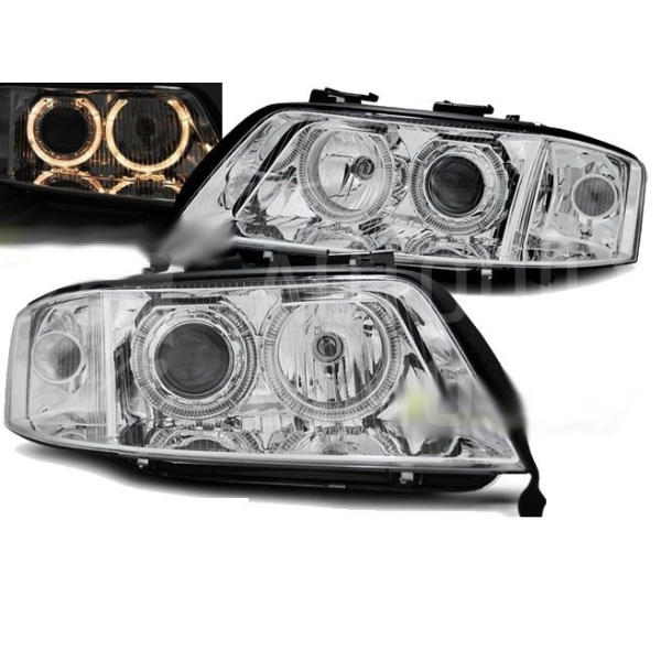 Přední světla AUDI A6 99-01 - ANGEL EYES XENON Chromová Přední světla AUDI A6 99-01 - ANGEL EYES XENON Chromová