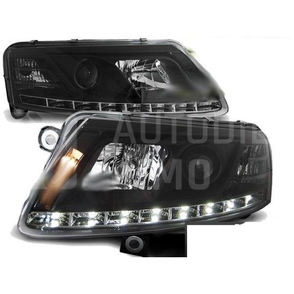 Přední světla AUDI A6 C6 04-08 DAYLIGHT XENON s Denním Svícením Černá Přední světla AUDI A6 C6 04-08 DAYLIGHT XENON s Denním Svícením Černá