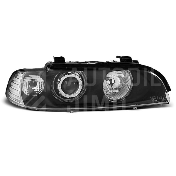 Přední světla, lampy Angel Eyes BMW 5 E39 95-03, černé H7/H7