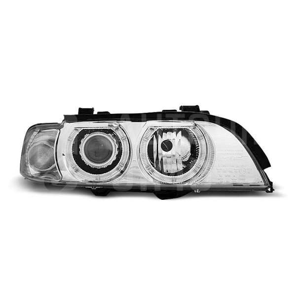 Přední světla, lampy Angel Eyes BMW 5 E39 95-03, chromové  H7