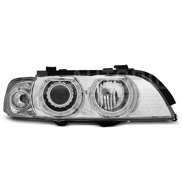 Přední světla, lampy Angel Eyes BMW 5 E39 95-03, XENON, chromové