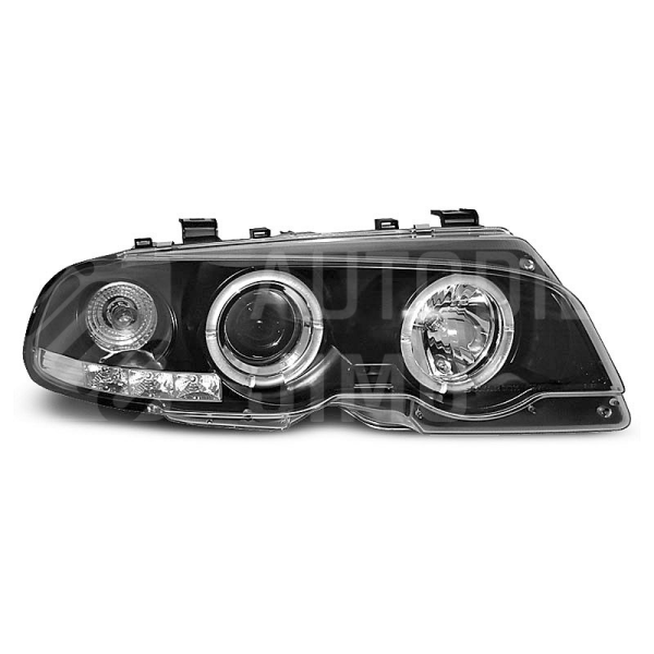 Přední světla, lampy Angel Eyes BMW E46 coupé, cabrio 99-01 černá H1 Přední světla, lampy Angel Eyes BMW E46 coupé, cabrio 99-01 černá H1