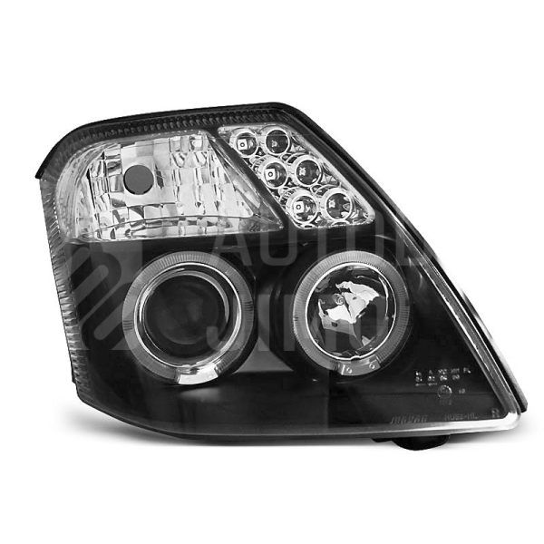 Přední světla, lampy Angel Eyes Citroen C2 03-10 černá H1
