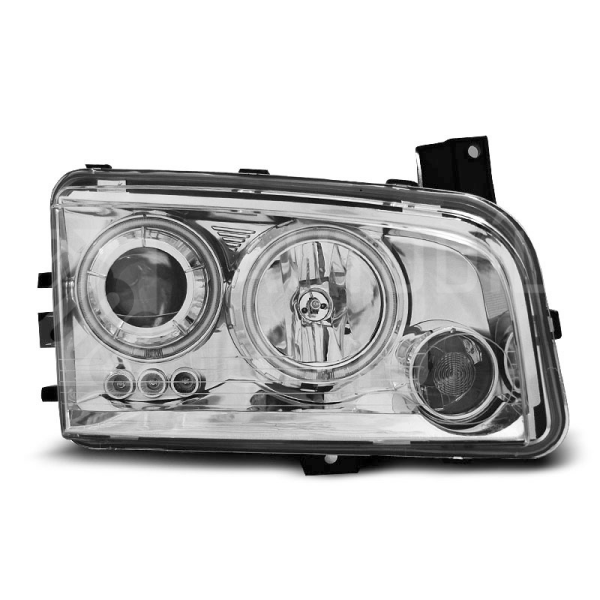 Přední světla, lampy Angel Eyes Dodge Charger 06-10 chromová
