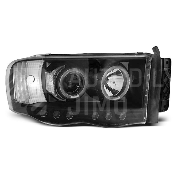 Přední světla, lampy Angel Eyes Dodge RAM 02-06 černá H1