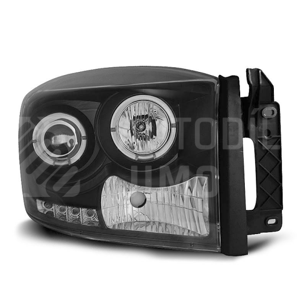 Přední světla, lampy Angel Eyes Dodge RAM 06-08 černá 