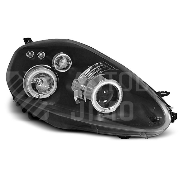 Přední světla, lampy Angel Eyes Fiat GrandePunto 05-09 černá Přední světla, lampy Angel Eyes Fiat GrandePunto 05-09 černá