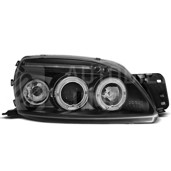 Přední světla, lampy Angel Eyes Ford Fiesta 99-02 černá Přední světla, lampy Angel Eyes Ford Fiesta 99-02 černá