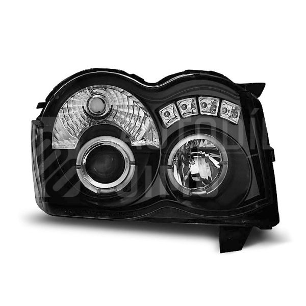 Přední světla, lampy Angel Eyes Jeep Grand Cherokee 08-10 černá
