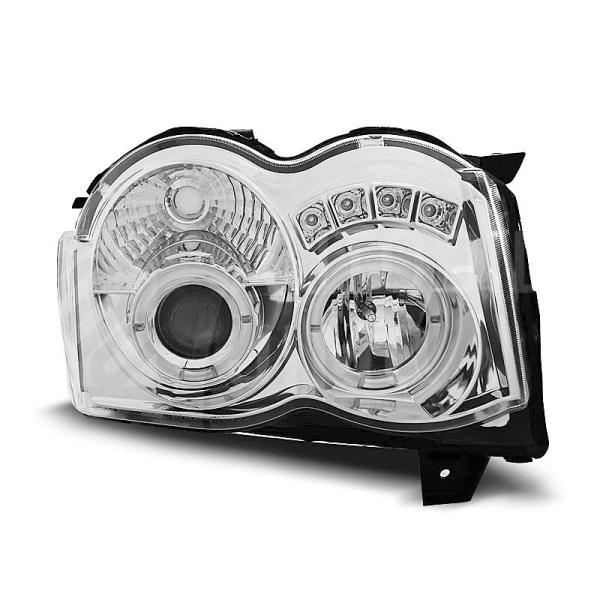 Přední světla, lampy Angel Eyes Jeep Grand Cherokee 08-10 chromová