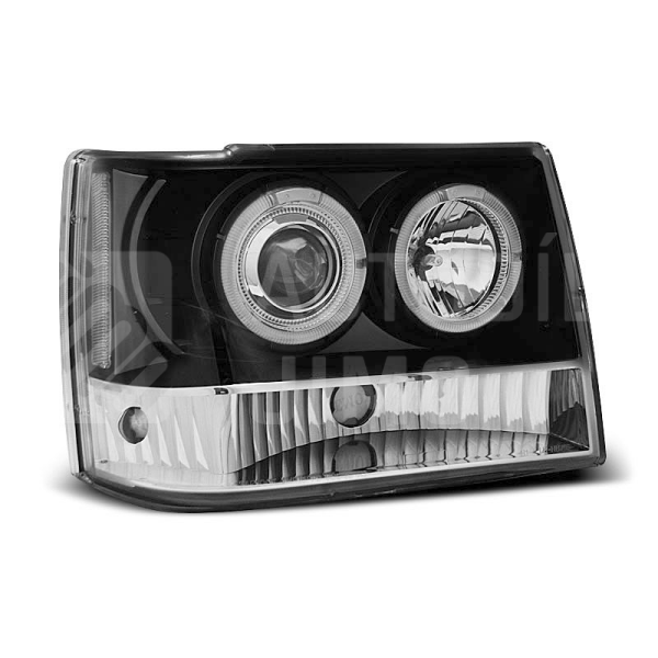 Přední světla, lampy Angel Eyes Jeep Grand Cherokee 93-98 černá 
