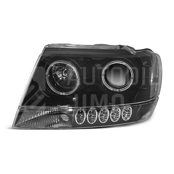 Přední světla, lampy Angel Eyes Jeep Grand Cherokee 99-05 černá
