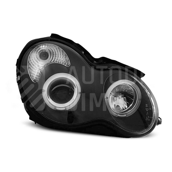 Přední světla, lampy Angel Eyes Mercedes Benz C W203 00-04 černá Přední světla, lampy Angel Eyes Mercedes Benz C W203 00-04 černá